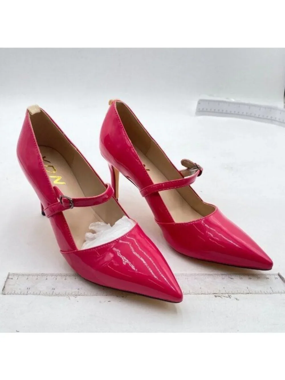 YDN Women Mary Jane Pointed Toe Mid Heels Pumps Slip On Buckled Dress Shoes Pink